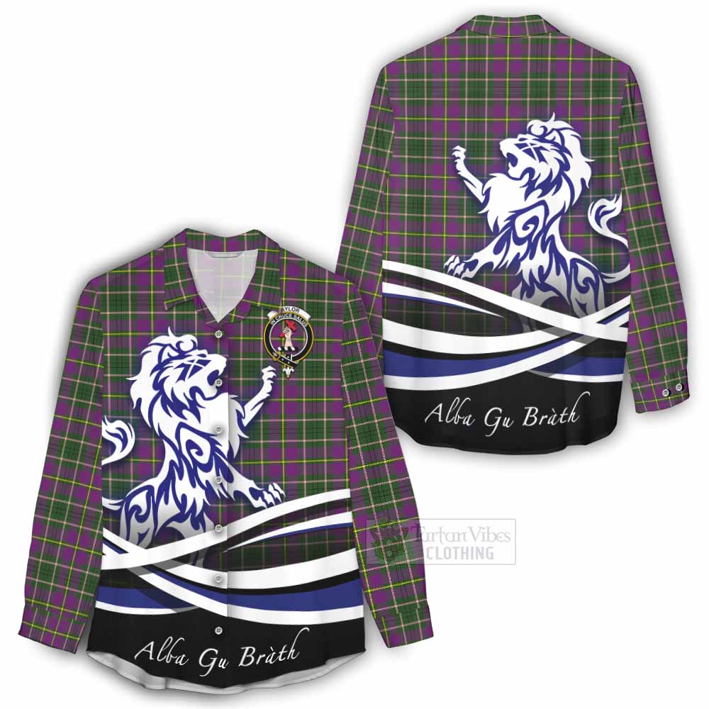 Tartan Vibes Clothing Taylor (Tailylour) Tartan Women's Casual Shirt with Alba Gu Brath Regal Lion Emblem