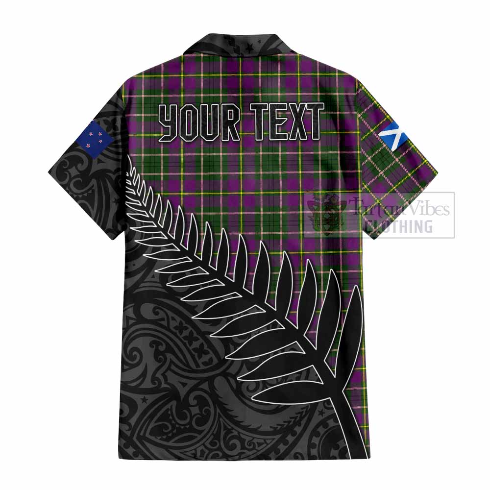 Tartan Vibes Clothing Taylor (Tailylour) Crest Tartan Short Sleeve Button Shirt with New Zealand Silver Fern Half Style