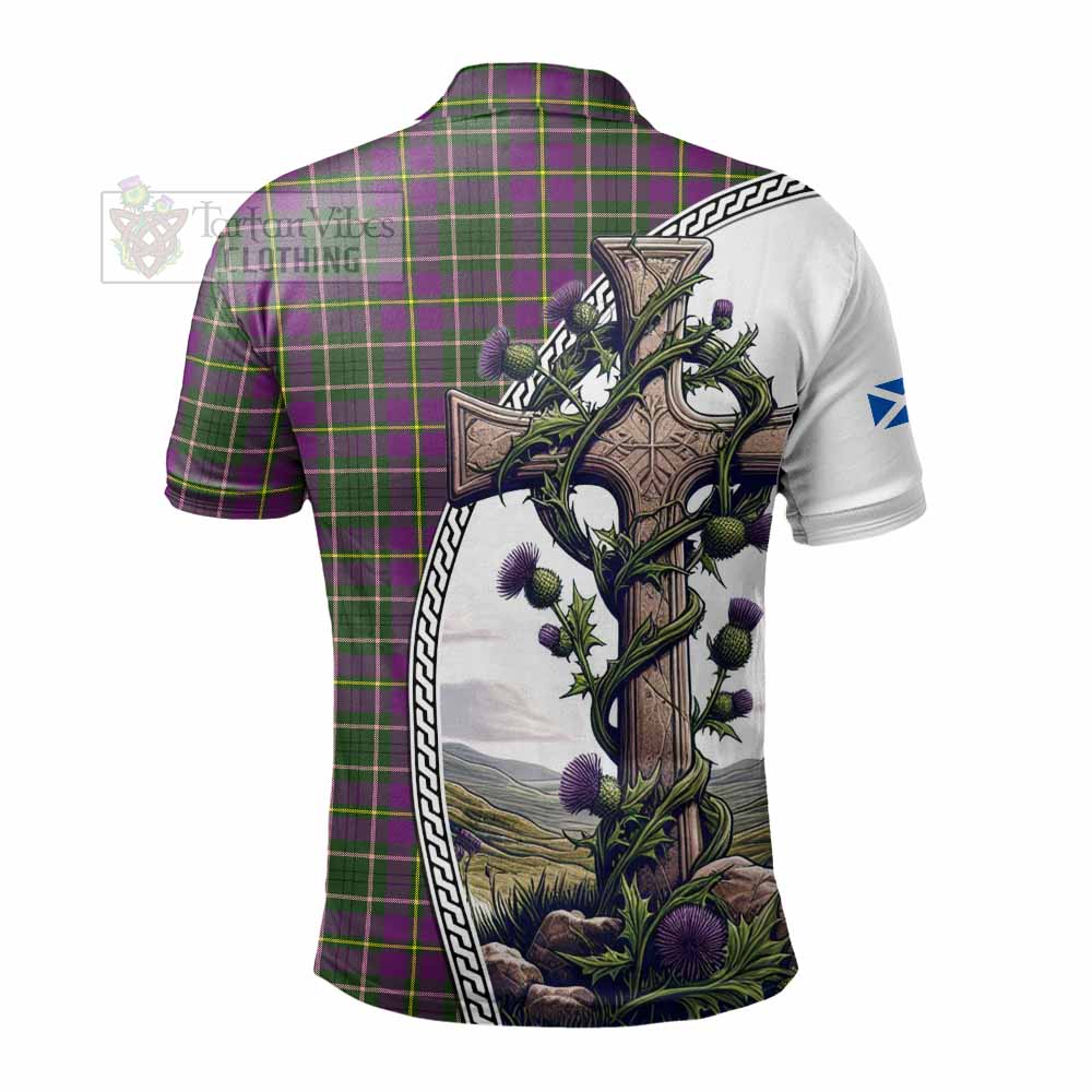 Tartan Vibes Clothing Taylor (Tailylour) Tartan Polo Shirt with Family Crest and St. Andrew's Cross Accented by Thistle Vines