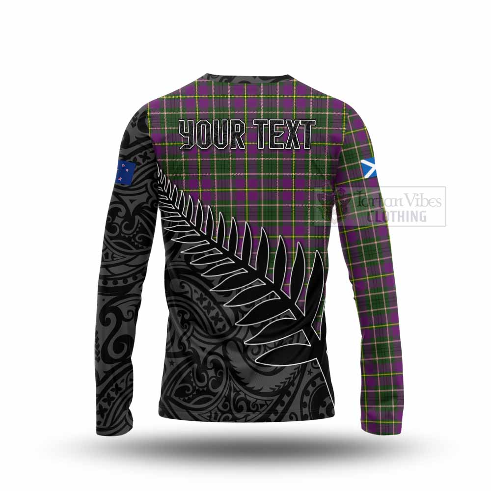 Tartan Vibes Clothing Taylor (Tailylour) Crest Tartan Long Sleeve T-Shirt with New Zealand Silver Fern Half Style