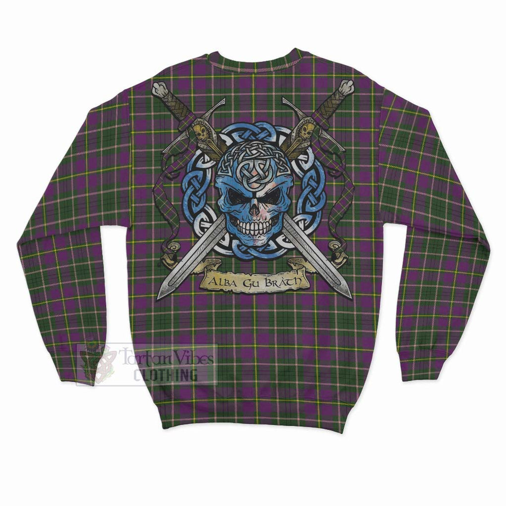 Tartan Vibes Clothing Taylor (Tailylour) Tartan Sweatshirt with Family Crest Celtic Skull Style