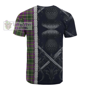 Taylor (Tailylour) Tartan Cotton T-shirt with Family Crest Cross Sword Thistle Celtic Vibes