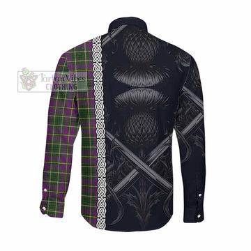 Taylor (Tailylour) Tartan Long Sleeve Button Shirt with Family Crest Cross Sword Thistle Celtic Vibes