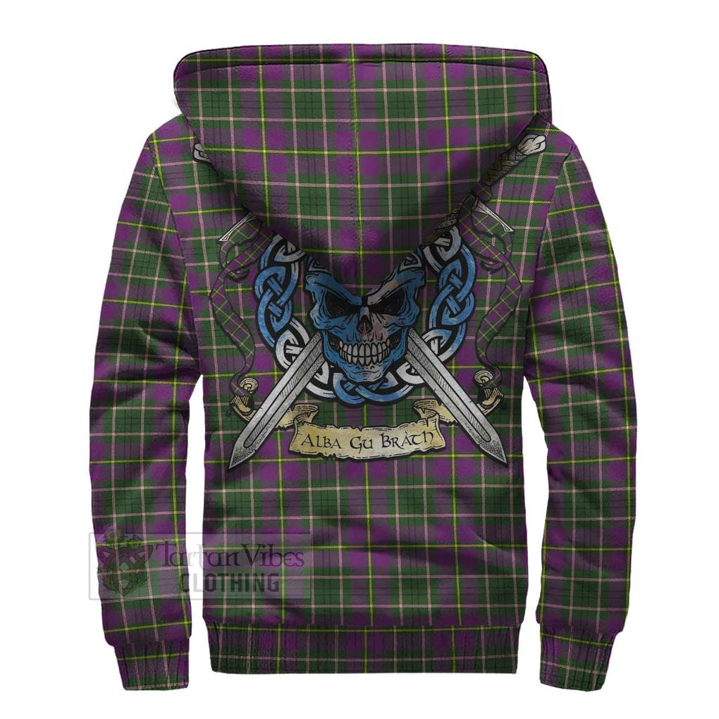 Tartan Vibes Clothing Taylor (Tailylour) Tartan Sherpa Hoodie with Family Crest Celtic Skull Style