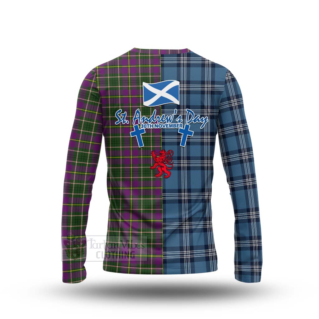 Tartan Vibes Clothing Taylor (Tailylour) Tartan Long Sleeve T-Shirt Happy St. Andrew's Day Half Tartan Style