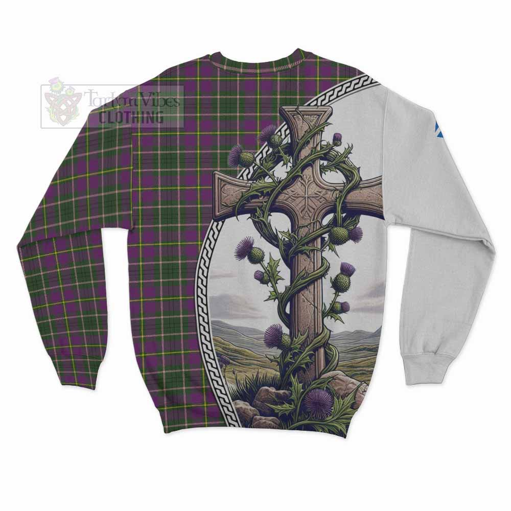 Tartan Vibes Clothing Taylor (Tailylour) Tartan Sweatshirt with Family Crest and St. Andrew's Cross Accented by Thistle Vines