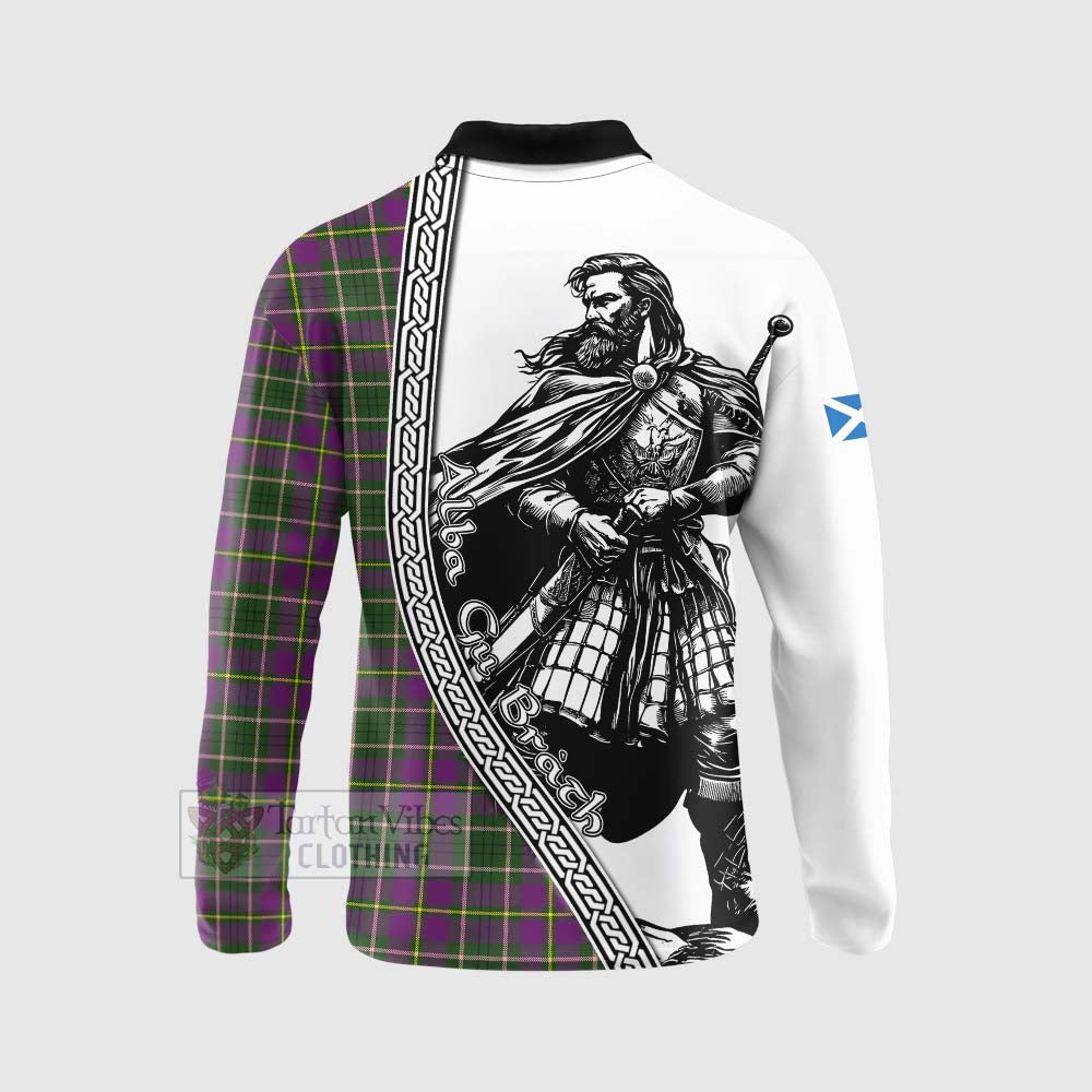 Tartan Vibes Clothing Taylor (Tailylour) Tartan Clan Crest Long Sleeve Polo Shirt with Highlander Warrior Celtic Style