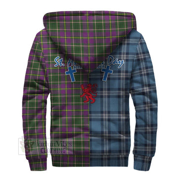 Taylor (Tailylour) Tartan Sherpa Hoodie Happy St. Andrew's Day Half Tartan Style