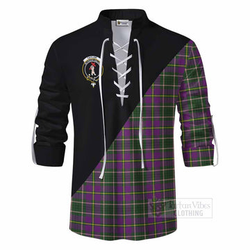 Taylor (Tailylour) Tartan Ghillie Kilt Shirt with Family Crest and Military Logo Style