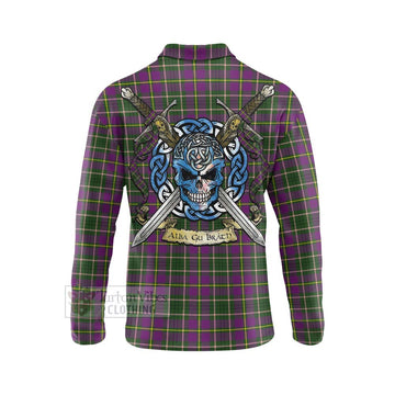 Taylor (Tailylour) Tartan Long Sleeve Polo Shirt with Family Crest Celtic Skull Style