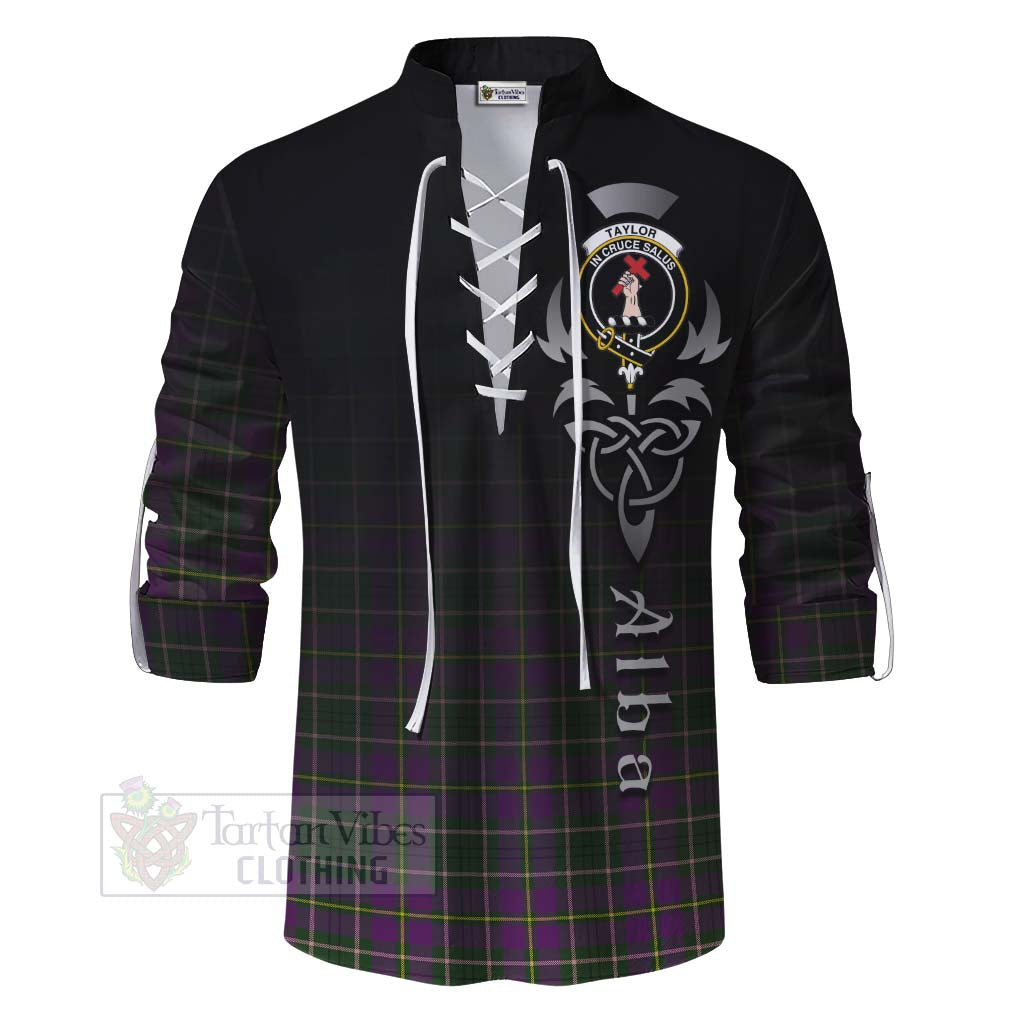 Tartan Vibes Clothing Taylor (Tailylour) Tartan Ghillie Kilt Shirt Featuring Alba Gu Brath Family Crest Celtic Inspired