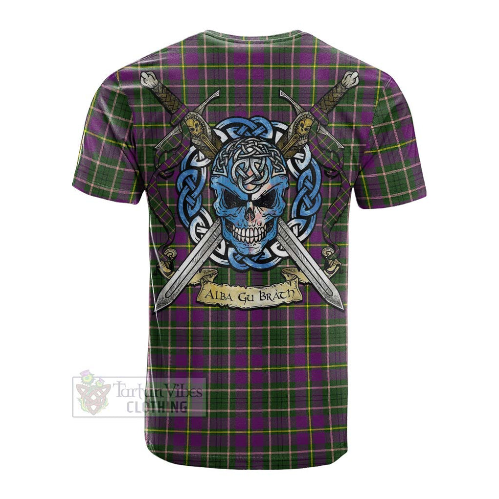 Tartan Vibes Clothing Taylor (Tailylour) Tartan Cotton T-shirt with Family Crest Celtic Skull Style