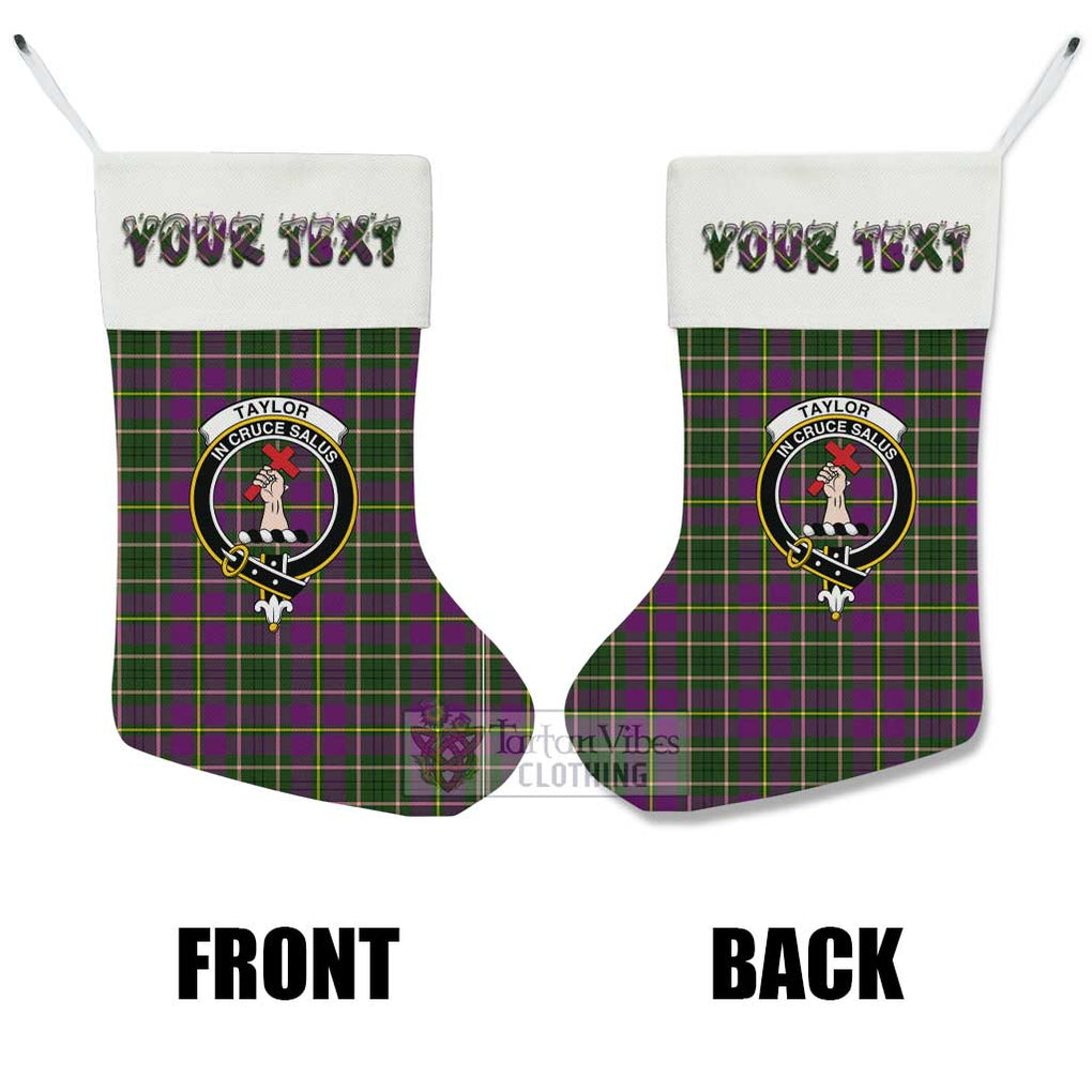 Tartan Vibes Clothing Taylor (Tailylour) Tartan Family Crest Christmas Stocking with Personalized Text