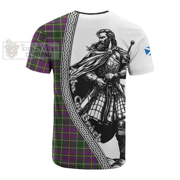 Taylor (Tailylour) Tartan Clan Crest Cotton T-shirt with Highlander Warrior Celtic Style