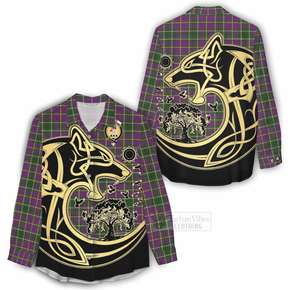 Tartan Vibes Clothing Taylor (Tailylour) Tartan Women's Casual Shirt with Family Crest Celtic Wolf Style