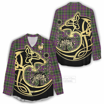 Taylor (Tailylour) Tartan Women's Casual Shirt with Family Crest Celtic Wolf Style