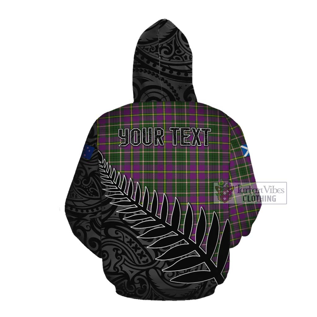 Tartan Vibes Clothing Taylor (Tailylour) Crest Tartan Cotton Hoodie with New Zealand Silver Fern Half Style