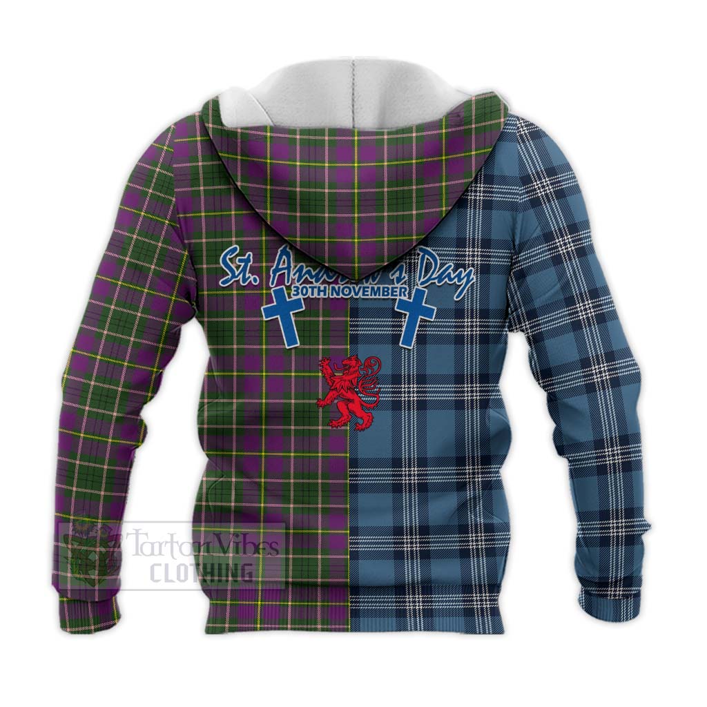 Tartan Vibes Clothing Taylor (Tailylour) Tartan Knitted Hoodie Happy St. Andrew's Day Half Tartan Style