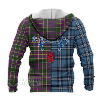 Taylor (Tailylour) Tartan Knitted Hoodie Happy St. Andrew's Day Half Tartan Style