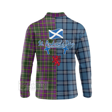 Taylor (Tailylour) Tartan Long Sleeve Polo Shirt Happy St. Andrew's Day Half Tartan Style