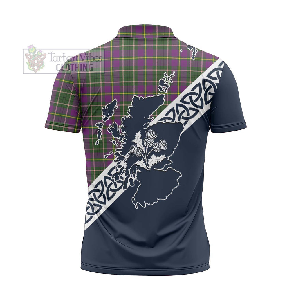 Tartan Vibes Clothing Taylor (Tailylour) Tartan Zipper Polo Shirt Featuring Thistle and Scotland Map