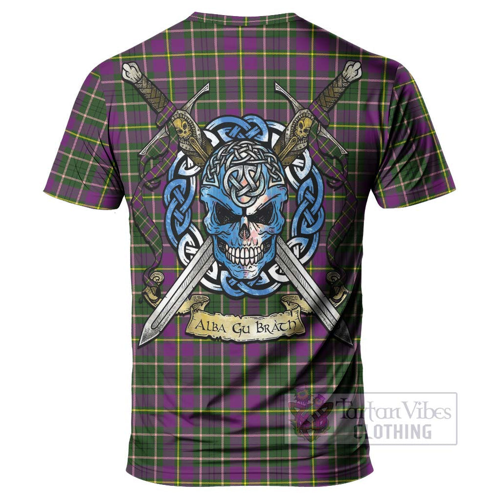 Tartan Vibes Clothing Taylor (Tailylour) Tartan T-Shirt with Family Crest Celtic Skull Style