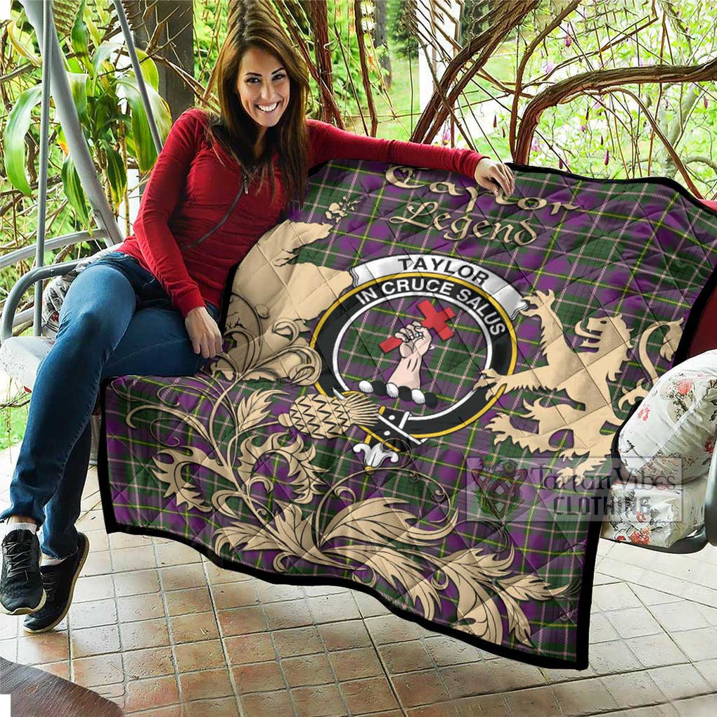 Tartan Vibes Clothing Taylor (Tailylour) Tartan Quilt with Family Crest and Scottish Symbol Style