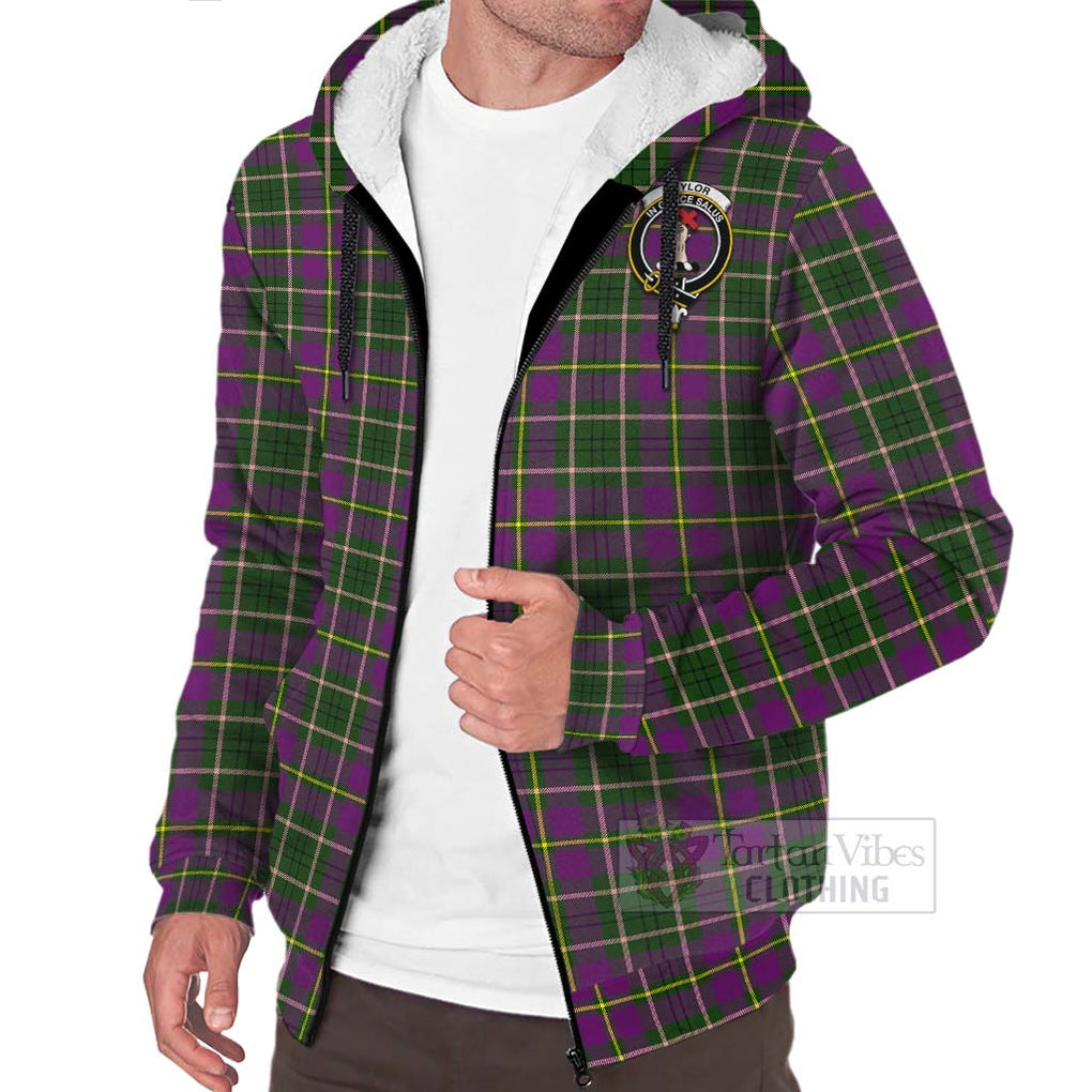 Tartan Vibes Clothing Taylor (Tailylour) Tartan Sherpa Hoodie with Family Crest Celtic Skull Style