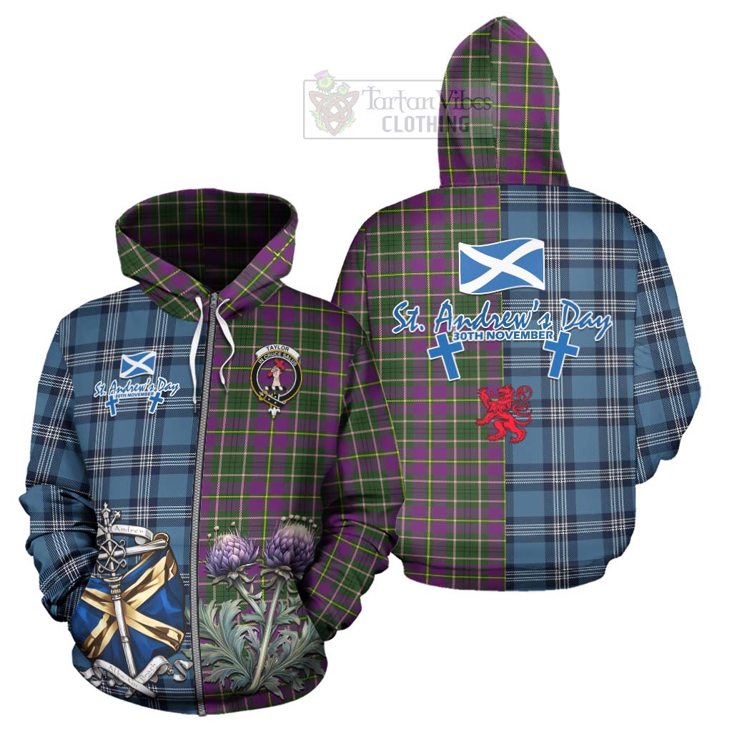 Tartan Vibes Clothing Taylor (Tailylour) Tartan Hoodie Happy St. Andrew's Day Half Tartan Style