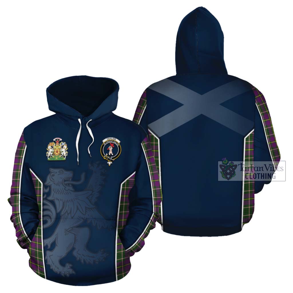 Tartan Vibes Clothing Taylor (Tailylour) Tartan Cotton Hoodie with Family Crest and Lion Rampant Vibes Sport Style