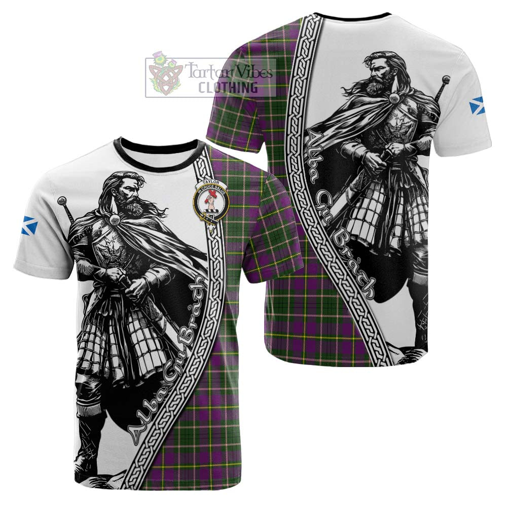 Taylor (Tailylour) Tartan Clan Crest Cotton T-shirt with Highlander Warrior Celtic Style