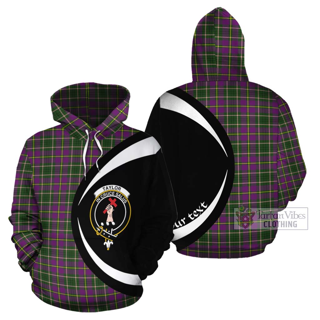 Tartan Vibes Clothing Taylor (Tailylour) Tartan Cotton Hoodie with Family Crest Circle Style