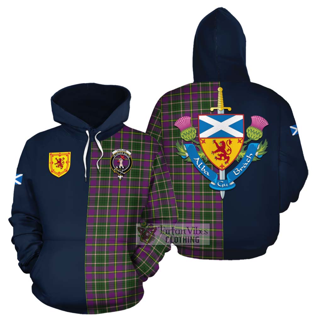 Tartan Vibes Clothing Taylor (Tailylour) Tartan Cotton Hoodie Alba with Scottish Lion Royal Arm Half Style