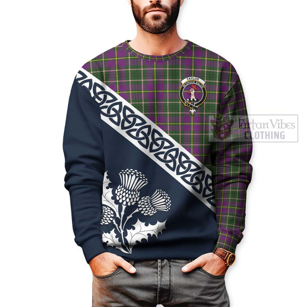 Tartan Vibes Clothing Taylor (Tailylour) Tartan Sweatshirt Featuring Thistle and Scotland Map