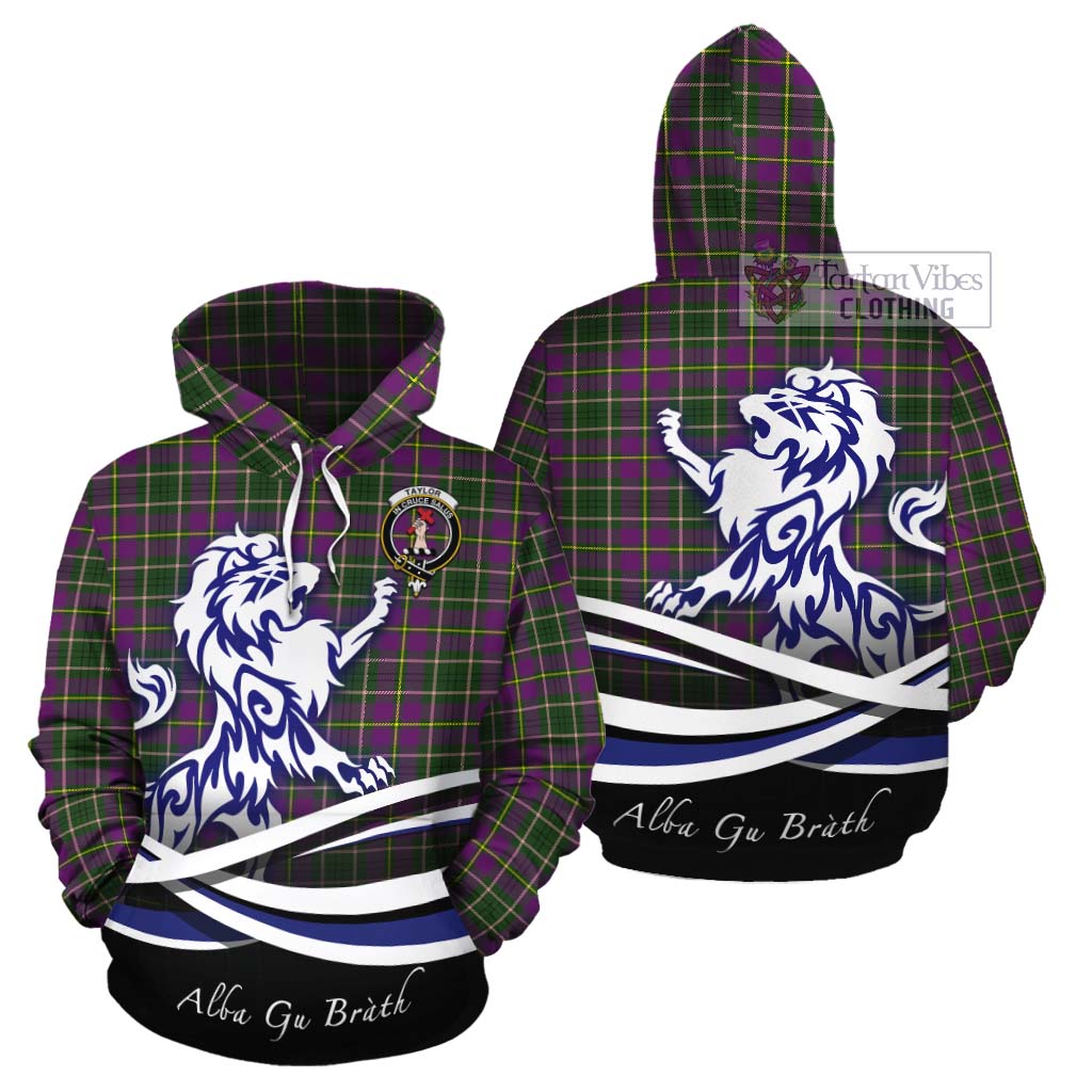 Tartan Vibes Clothing Taylor (Tailylour) Tartan Cotton Hoodie with Alba Gu Brath Regal Lion Emblem