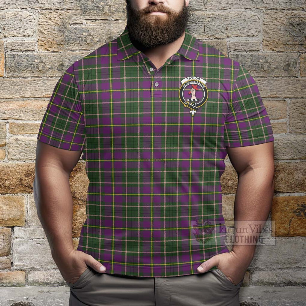 Tartan Vibes Clothing Taylor (Tailylour) Tartan Polo Shirt with Family Crest and Bearded Skull Holding Bottles of Whiskey