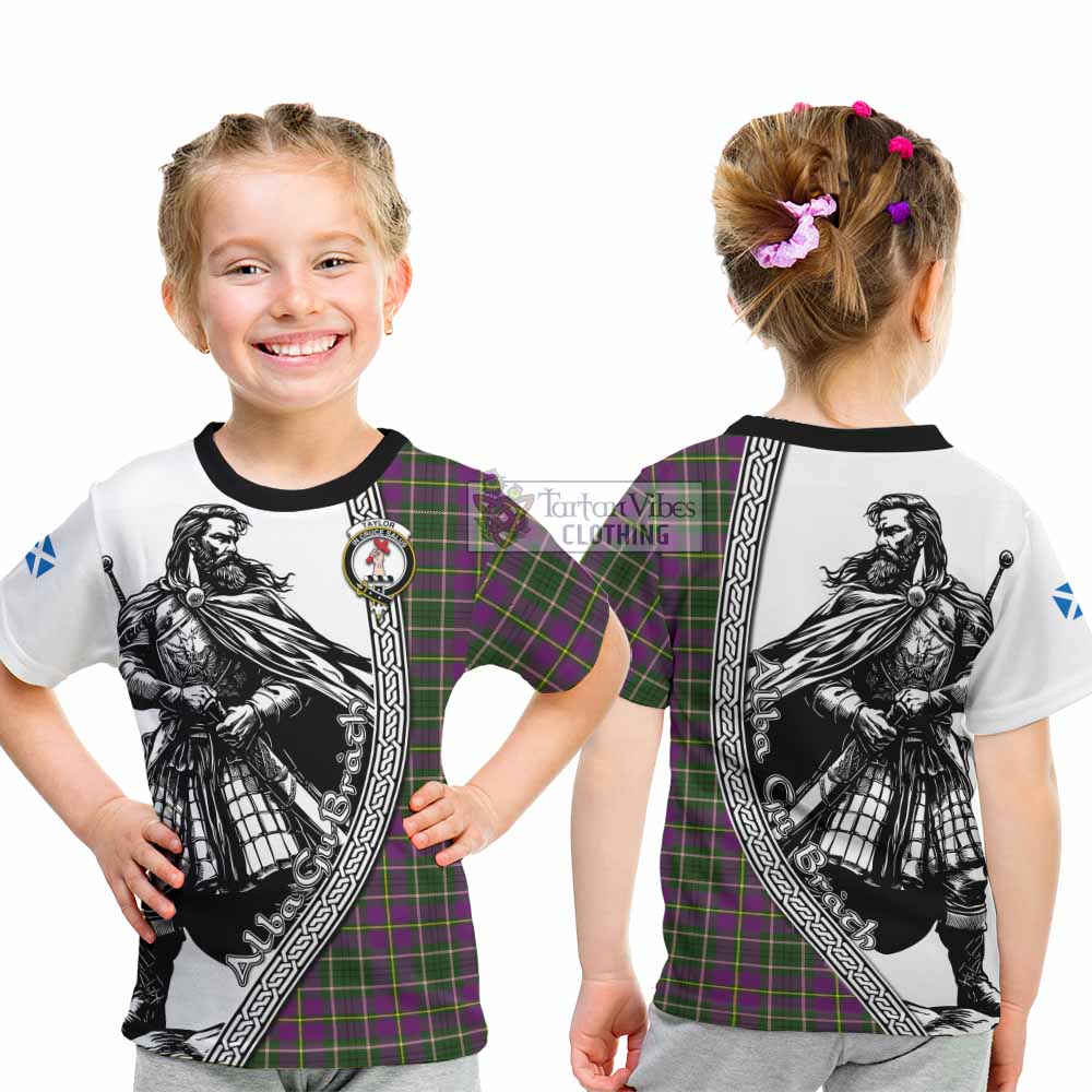 Taylor (Tailylour) Tartan Clan Crest Kid T-Shirt with Highlander Warrior Celtic Style