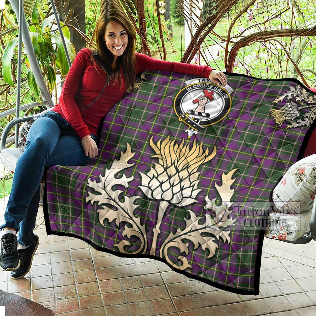 Tartan Vibes Clothing Taylor (Tailylour) Tartan Quilt with Family Crest and Golden Thistle Style