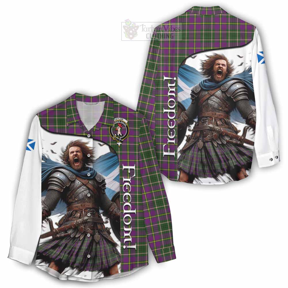 Tartan Vibes Clothing Taylor (Tailylour) Crest Tartan Women's Casual Shirt Inspired by the Freedom of Scottish Warrior