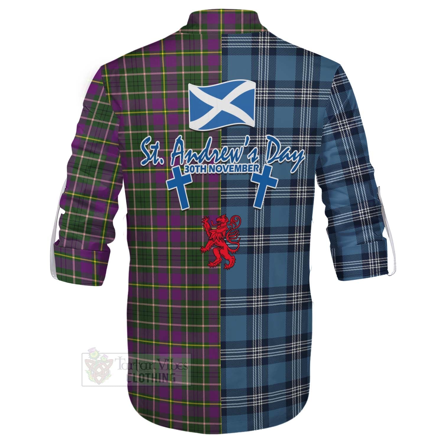 Tartan Vibes Clothing Taylor (Tailylour) Tartan Ghillie Kilt Shirt Happy St. Andrew's Day Half Tartan Style