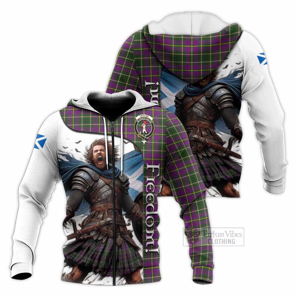 Tartan Vibes Clothing Taylor (Tailylour) Crest Tartan Knitted Hoodie Inspired by the Freedom of Scottish Warrior