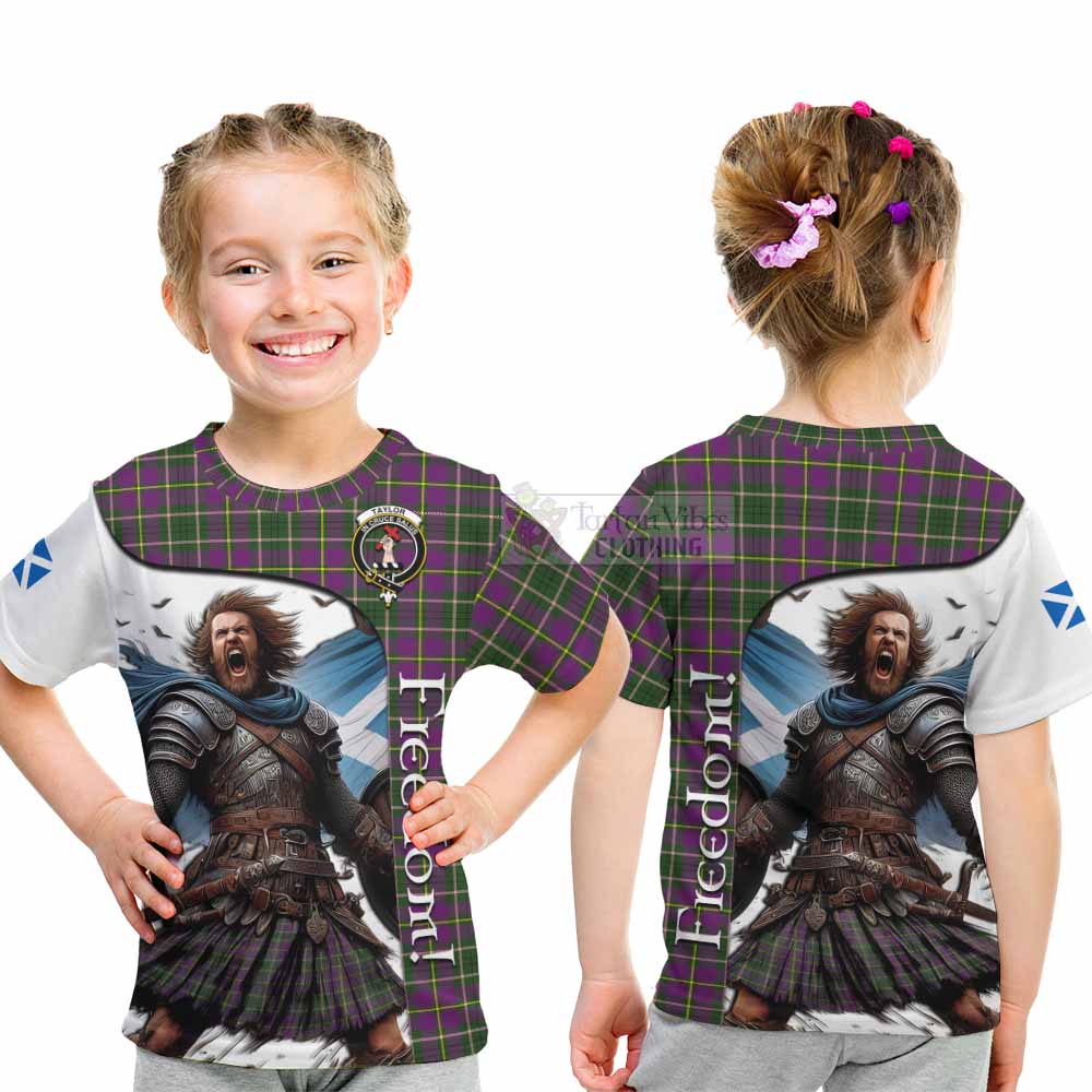 Tartan Vibes Clothing Taylor (Tailylour) Crest Tartan Kid T-Shirt Inspired by the Freedom of Scottish Warrior