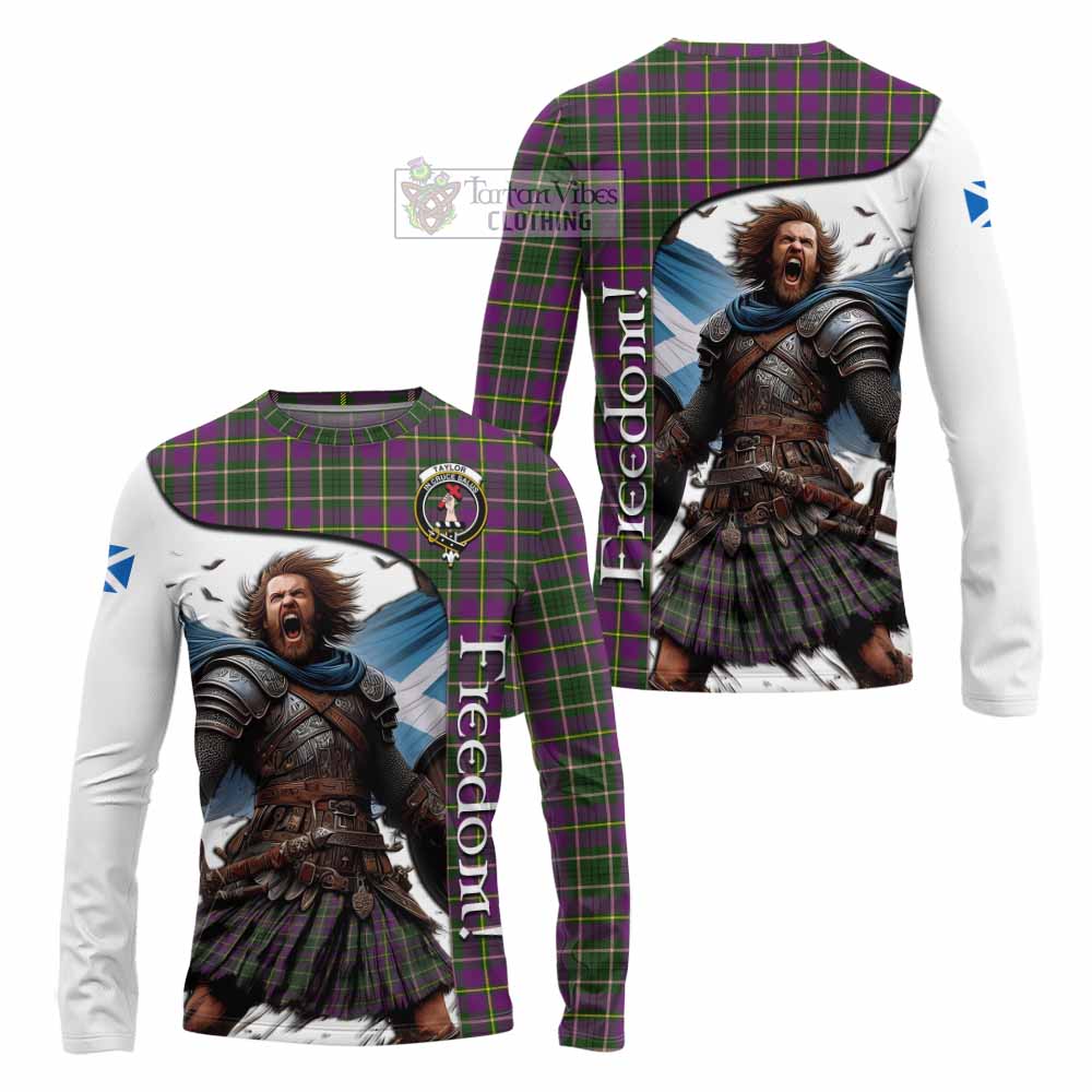 Tartan Vibes Clothing Taylor (Tailylour) Crest Tartan Long Sleeve T-Shirt Inspired by the Freedom of Scottish Warrior