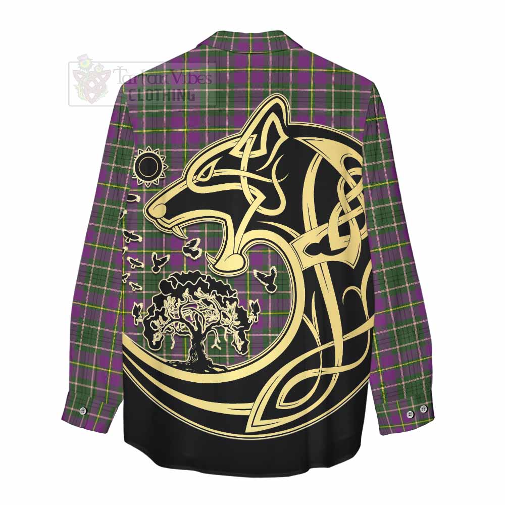 Tartan Vibes Clothing Taylor (Tailylour) Tartan Women's Casual Shirt with Family Crest Celtic Wolf Style