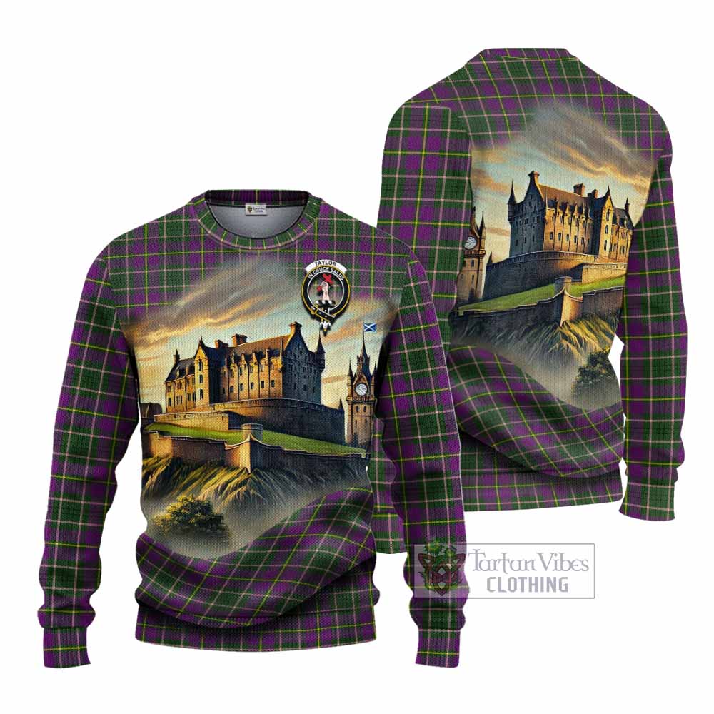 Taylor (Tailyour) Tartan Family Crest Knitted Sweater with Scottish Ancient Castle Style - Tartan Vibes Clothing