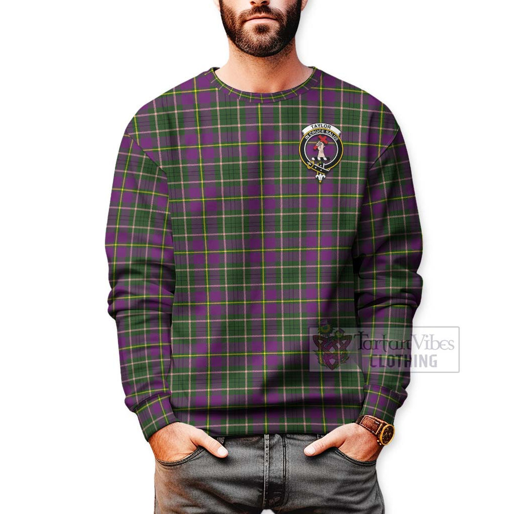 Tartan Vibes Clothing Taylor (Tailylour) Tartan Sweatshirt with Family Crest Celtic Skull Style