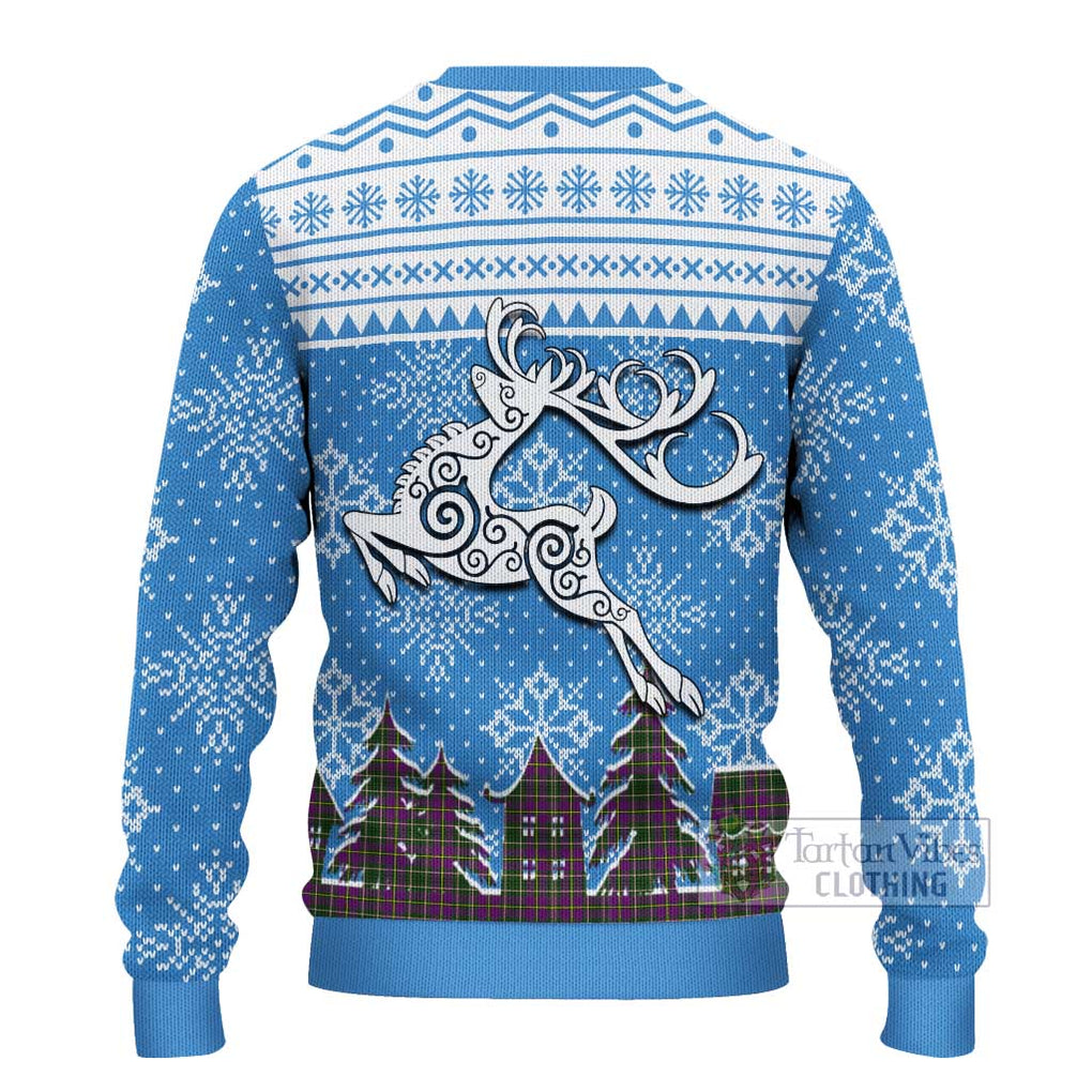 Tartan Vibes Clothing Taylor (Tailylour) Clan Christmas Ugly Sweater with Tartan and Celtic Raindeer Style