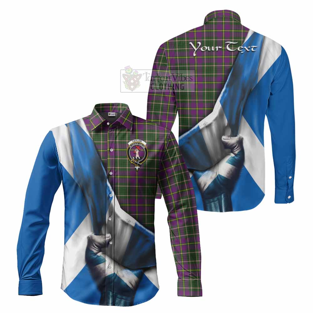 Tartan Vibes Clothing Taylor (Tailylour) Tartan Long Sleeve Button Shirt with Family Crest Scotland Patriotic Style