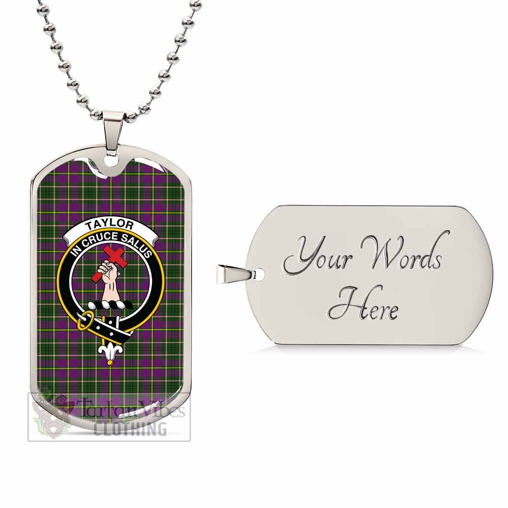 Tartan Vibes Clothing Taylor (Tailylour) Tartan Dog Tag Necklace with Family Crest