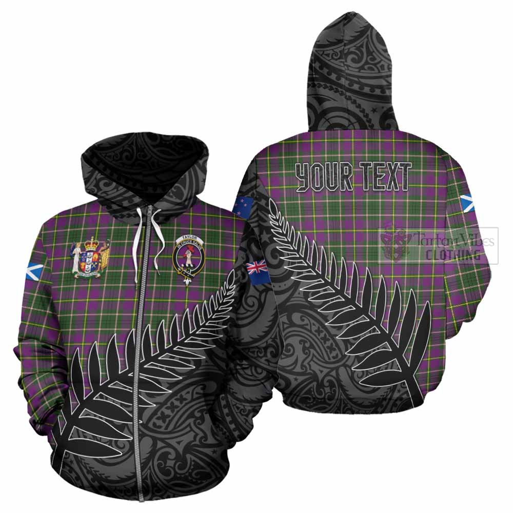 Tartan Vibes Clothing Taylor (Tailylour) Crest Tartan Hoodie with New Zealand Silver Fern Half Style